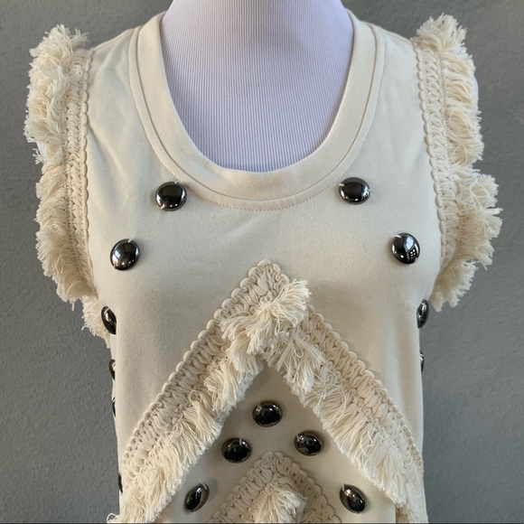 Mystic Prysm Ivory Fringe Studded Dress - Picture 3 of 8